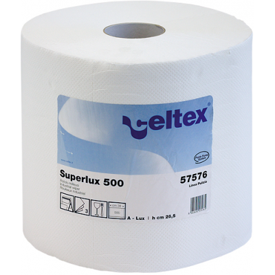 Czyściwo papierowe w roli białe, celuloza Superlux 500